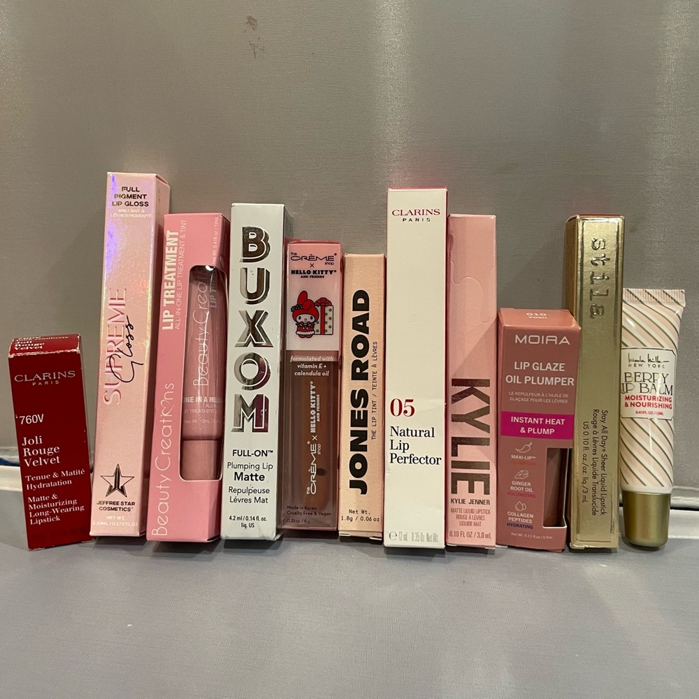 Lot 11 NEW Full-size Lippies Crème Starr Buxom Clarins Kylie Moira Auth Ret $270